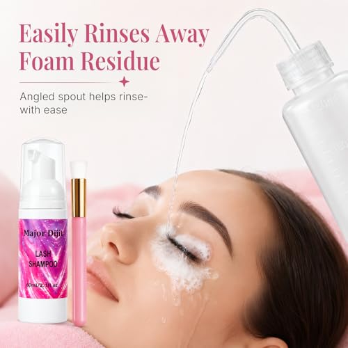 Lash Extension Shampoo Kit with Brush & Rinse Bottle