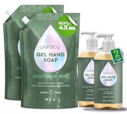 Puracy Organic Hand Soap, Cucumber & Mint, 48 oz 2-Pack