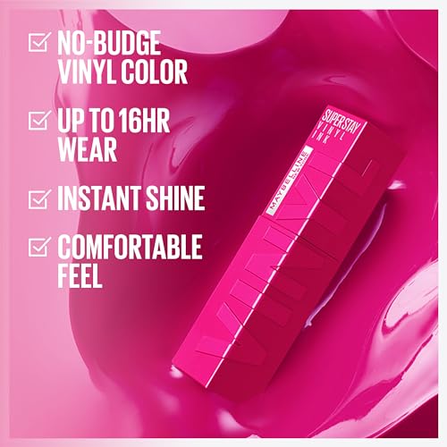 MAYBELLINE Super Stay Vinyl Ink Longwear No-Budge Liquid Lipcolor Make Up, Highly Pigmented Color and Instant Shine, Edgy, 1 Count