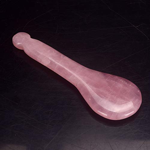 LZLRUN Rose Quartz Jade Spoon Roller Real Gua Sha Board Mushroom Massager Face Lifting Tool Facial Guasha Massage Tool (Spoon Shape)