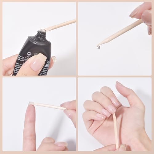 5PCS Orange Wood Nail Stick Set with Storage Tube - Double Sided Cuticle Pusher & Remover