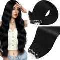 Moresoo Micro Link Hair Extensions Human Hair Jet Black 18 Inch M-#1