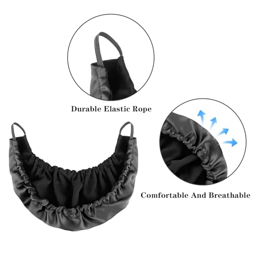 Beard Bonnet Beard Bandana for Men Facial Hair Beard Bib Adjustable Beard Guard Cover Mens Bedtime Apron Cap Double Layer (Black)