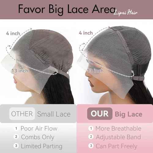 13x4 HD Lace Front Wigs Human Hair Straight Wigs for Black Women - 220% Density, Pre-Plucked Natural Hairline & Glueless Design for Effortless Style, 24 Inch