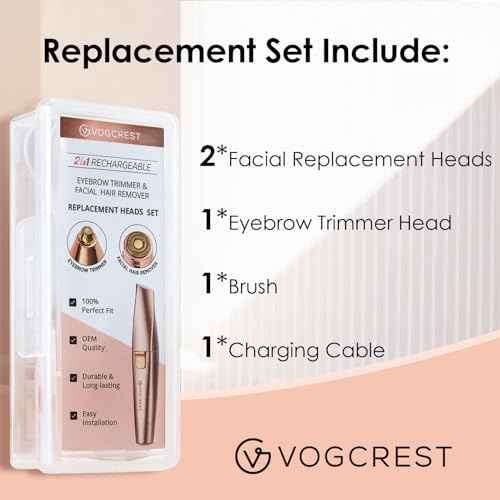 Replacement Heads for Eyebrow Facial Trimmer: Original Heads Replacement Set for 2 in1 Facial Eyebrow Trimmer - Suitable for Model VG-102, VG-1023,VG-1024