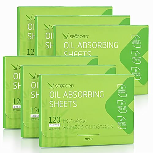 Bamboo Charcoal Oil Blotting Sheets - 480 Sheets (4 Pack)