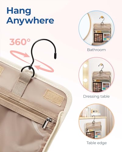 BAGSMART Large Capacity Travel Toiletry Bag with Hook