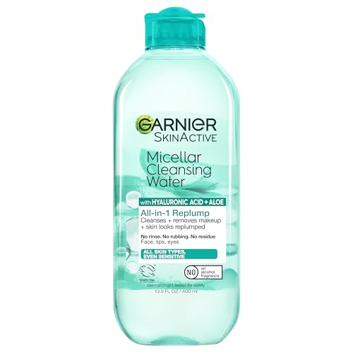 Garnier Micellar Water with Hyaluronic Acid - Hydrating Makeup Remover & Facial Cleanser, All Skin Types, 13.5 Fl Oz