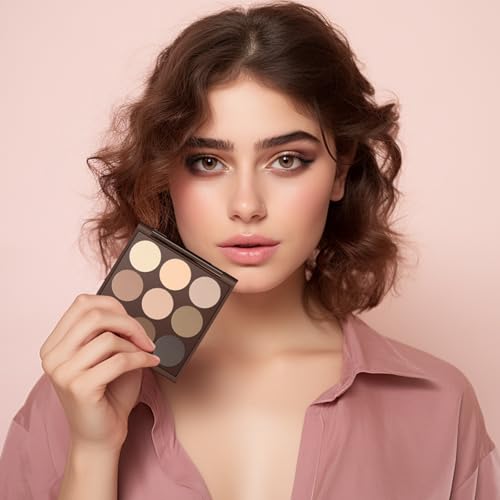 MYSTER ROSEY Nude Eyeshadow Palette - 9 Matte Shades, 12H Waterproof