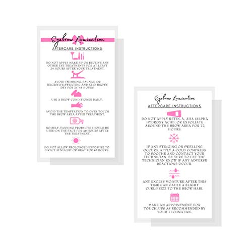 Brow Lamination Aftercare Cards 50 Pack 2x3.5"