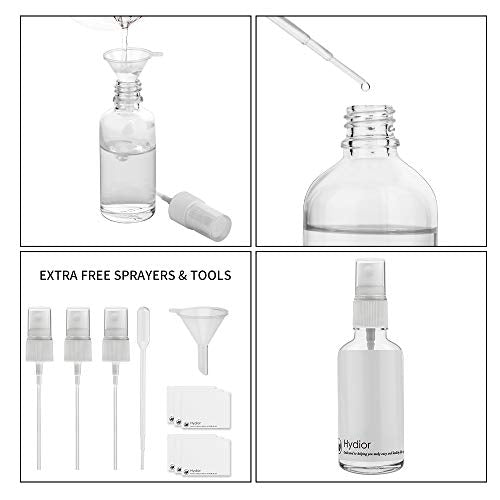2oz Clear Glass Spray Bottles for Essential Oils - 3 Pack Fine Mist Set