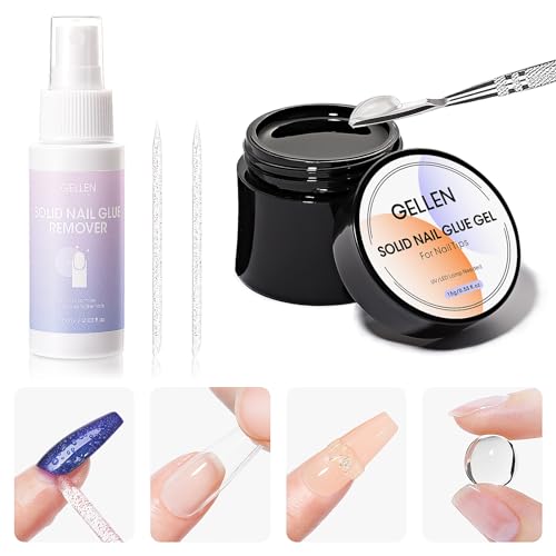 Gellen Solid Nail Glue & Remover Set - 60ml for False Nails & Tips - B Variant