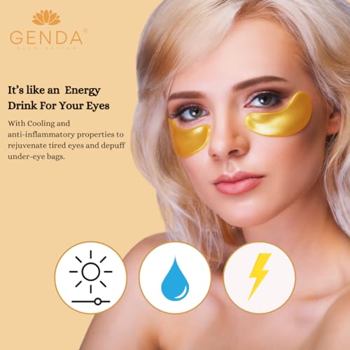 Under Eye Patches for Dark Circles and Puffy Eyes (20 Pairs) 24K Gold Gel Eye Masks Skincare, Vegan and Cruelty Free, Dry & Fine Lines, Eye Bags, Wrinkles, Hydrating, Soothing by GENDA