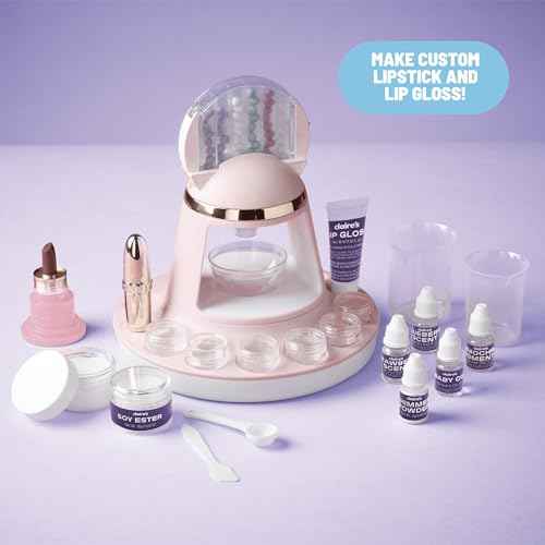 Claire's DIY Lipstick & Lip Gloss Making Kit ? 97-Piece Makeup Craft Kit| Kids Arts & Crafts Activity Set| Handmade Moisterizing Lip Glaze| Beauty & Cosmetic Products| Girls Science Toy Gift| Ages 8+