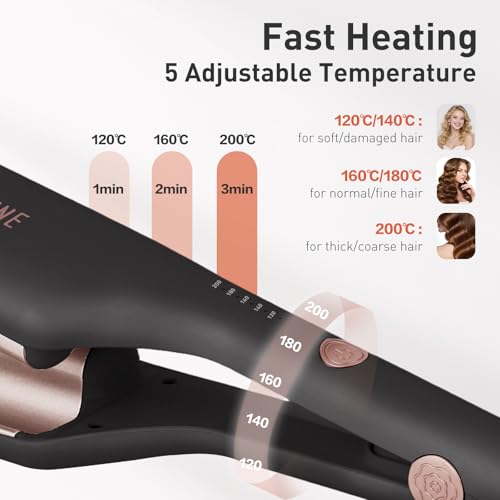 TANSHINE 1.25 Inch Dual Barrel Curling Iron for Beach Waves