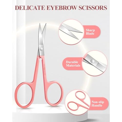 MORGLES Eyebrow Tweezers for Women Facial Hair, 10 in 1 Eyebrow Kit with Pimple Popper and Blackhead Remover Tools, Precision Ingrown Hair Tweezers Set with Travel Bag, Grooming Beauty Set
