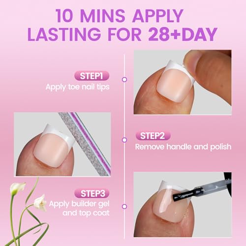 SITELENABY 150pcs Square Toe Nail Tips - French Gel Press On Nails, Full Cover, 15 Sizes, Durable & Easy to Apply