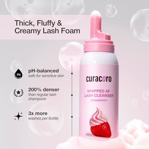 CURACORO 100ml Whipped Lash Shampoo - Deep Cleansing Foam for Sensitive Skin