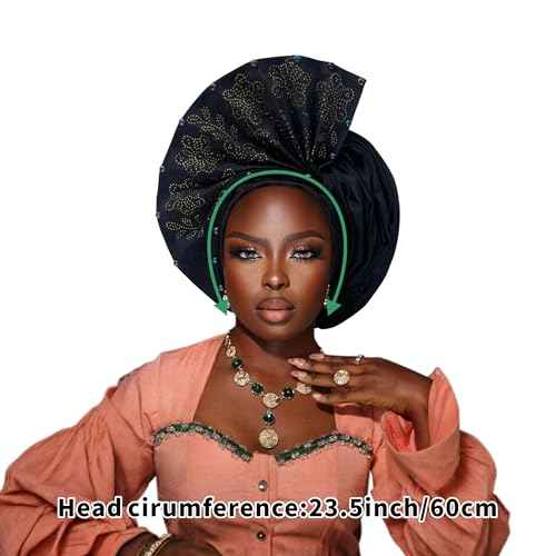 African Headpiece Nigerian Headwear,auto gele Nigerian Headwear,Headwraps for Woment,Monochrome Elastic Women's hat