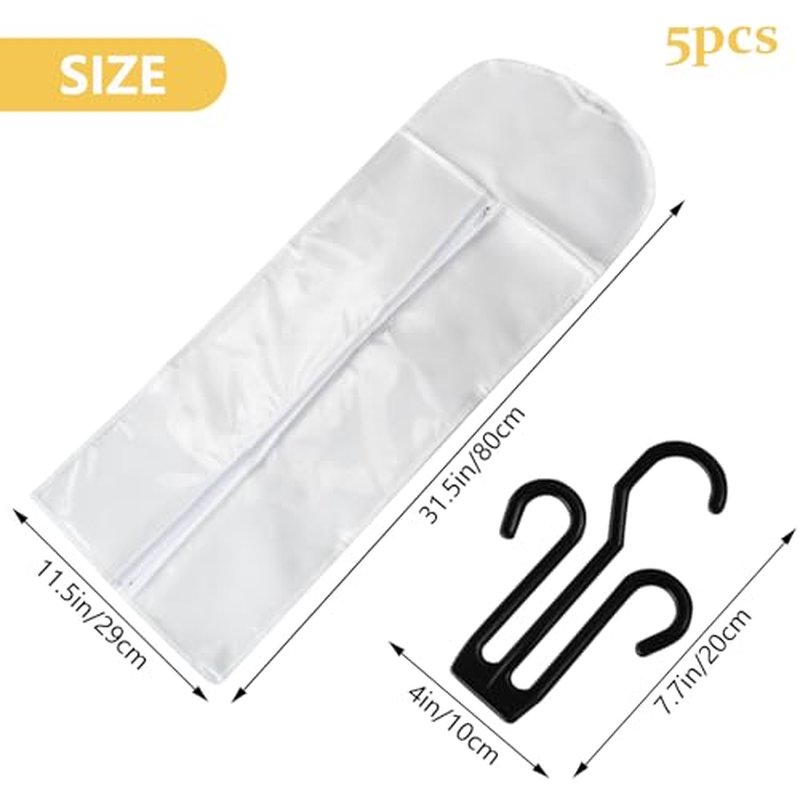 5Pcs Hair Extension Storage Bags with Hanger - Dust-Proof Wig Organizer