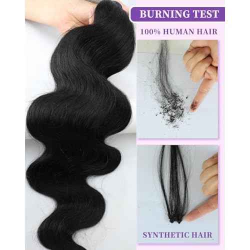 Body Wave Bundles Human Hair 26 Inch 12A Human Hair Bundles Real 100% Raw Unprocessed Brazilian Virgin Sew in Quick Weave Natural Black Deals Thick Hair Extensions