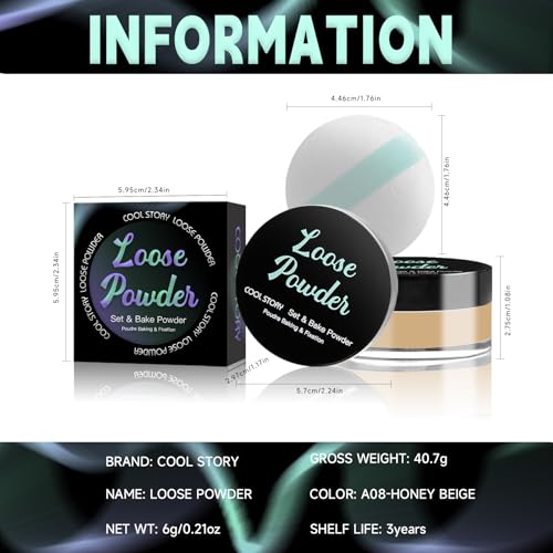 Honey Beige Loose Setting Powder, 6g Matte Bake Makeup