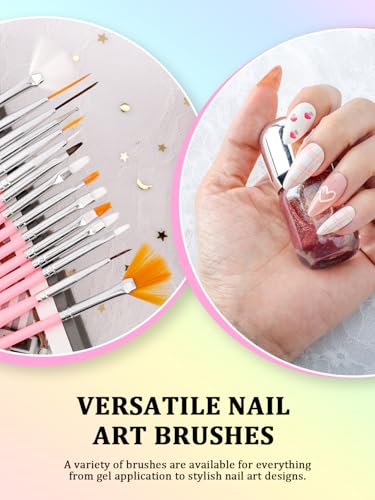 YOOVR Nail Art Tools Set with 15 Brushes & Magnetic Stands