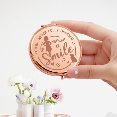 KEYCHIN Orphans Annie Pocket Mirror Musical Gifts You're Never Fully Dressed Without A Smile Annie Compact Makeup Mirror(Without A Smile-RG)