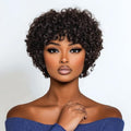 Short Curly Wig with Bangs for Black Women - 100% Human Hair