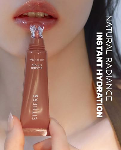 EITHER& Glazed Lip Oil - Warm Mocha Brown Moisturizer 10g