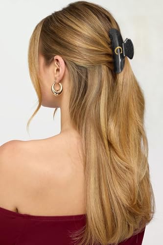 Personalized Acrylic Letter C Hair Clip - Elegant Black Claw Clip for Thick Hair