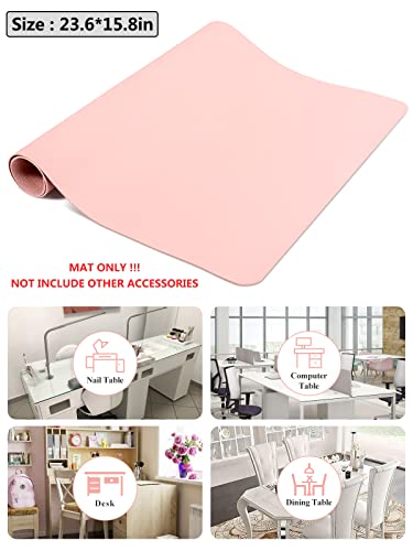 (MAT ONLY) Pink Nail Art Table Mat, Foldable Nail Art Hand Rest Pad for Nail Arm Rest Cushion, Soft Microfiber Leather Nail Mat, Manicure Pad Nail Table Pad Desk Mat for Nail Technician Salon Home