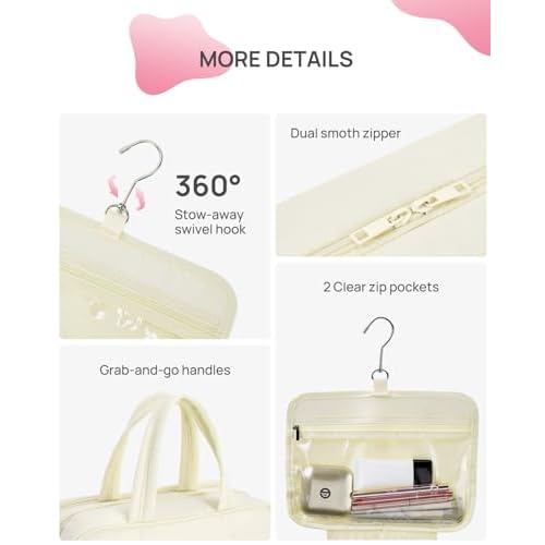 Telena Travel Toiletry Bag with Jewelry Organizer for Women, Puffy Hanging Makeup Bag Lightweight Cosmetic Bag Organizer for Travel Essentials