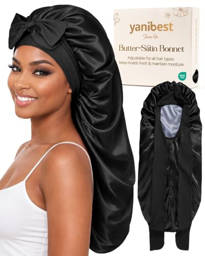 YANIBEST Double Layer Satin Sleep Bonnet - Adjustable, Extra Long