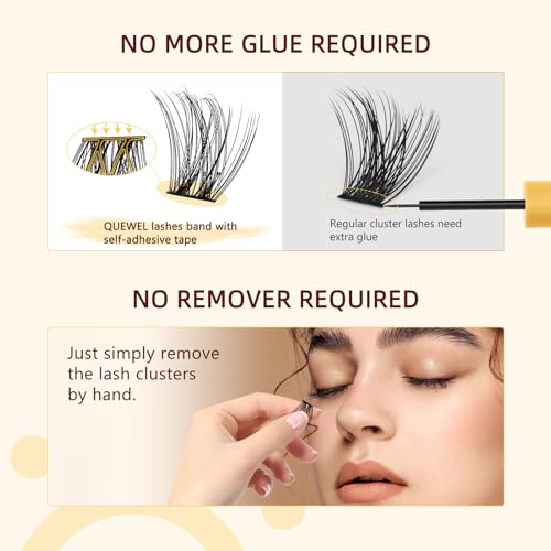QUEWEL Self Adhesive Eyelash Clusters Kit with Tweezers