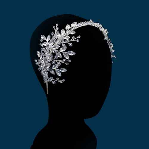 Wedding Hair Pieces for Brides, Bridal Headband, Handcrafted Tiaras for Women(Silver)