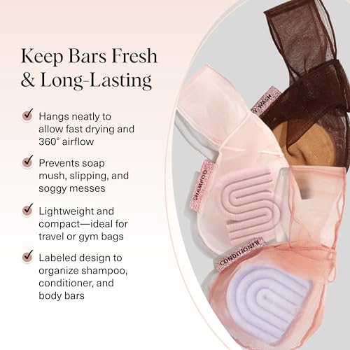 Kitsch Recycled Mesh Soap Saver Bag Set for Shampoo & Body Bars (3 Pack)