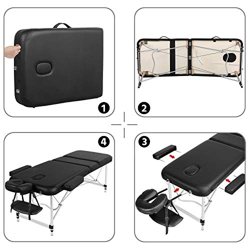 Yaheetech Portable Folding Massage Table | Adjustable Height & Backrest