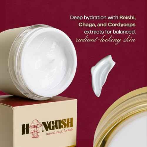 HONGUSH Hydrating Facial Cream with Three Types of Adaptogenic Mushrooms Extracts ? For All Skin Types, 50ml