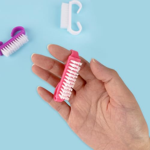 Travel Nail Brush Set - 4 Colorful Hand Scrub Brushes for Fingernail Cleaning