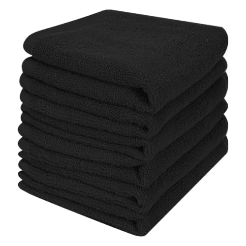 6-Pack 100% Cotton Washcloths 12x12 Inch Black