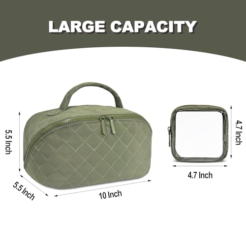Quilted Puffer Makeup Bag - Waterproof Travel Organizer for Women
