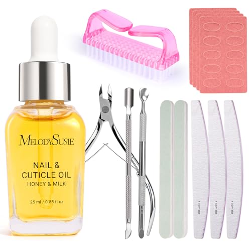 MelodySusie 14-Piece Manicure Kit with Nail Files, Cuticle Oil & Tools