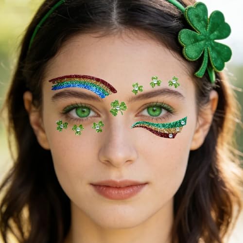St Patrick's Day Face Tattoos - 3 Sheets Shamrock Stickers