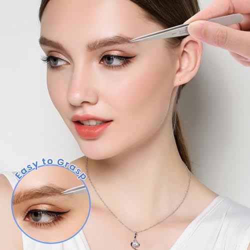 Pointed Tweezers for women Facial hair, Precision Tweezers for Eyebrows, Chin Hair£¬Ingrown Hair, Splinters, Glass Removal£¨Silver£©