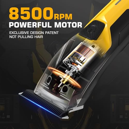 Professional Hair Clippers for Men, Professional Barber Clippers and Trimmer Set, Mens Cordless Hair Clipper for Barbers Haircut Kit Fade Yellow