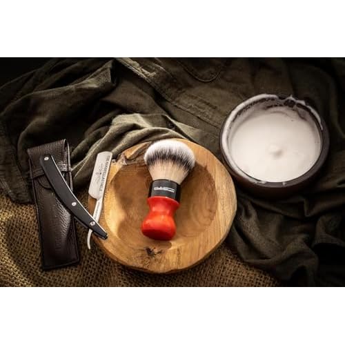 The Goodfellas Smile Synthetic Shaving Brush (Red Evil), Oversized 26 mm Brush Knot for a Fabulous Lather