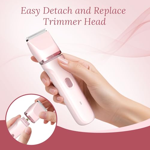 Bikini Trimmer for Women£¬Electric Body Hair Trimmer, 3 in 1 Wet/Dry Shaver Groomer, Replaceable Ceramic Blade Heads, Electric Razors for Women Legs, Bikini Shaver
