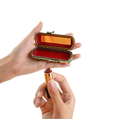 Floral Lipstick Case with Mirror - Yellow