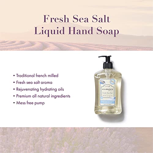 A LA MAISON French Liquid Hand Soap, Fresh Sea Salt - Natural Hand Wash Made with Essential Oils - Biodegradable, Plant-Based, Vegan, Cruelty-Free, Alcohol & Paraben Free (16.9 oz, 1 Pack)